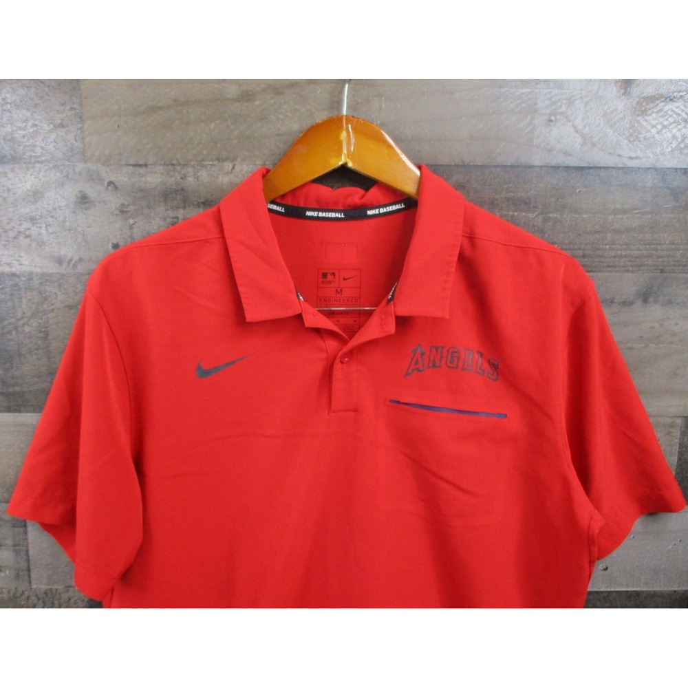 Los Angeles Angels Shirt Mens Medium Red MLB Baseball Nike Dri Fit Polo